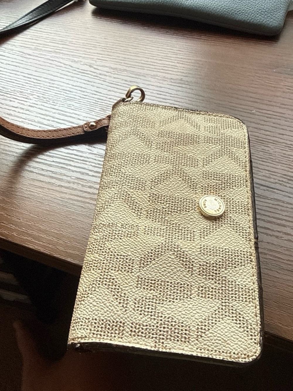 Michael Kors Gold Metallic Logo Wristlet